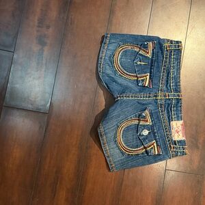 True Religion Blue Denim Embroidered Women’s Shorts
